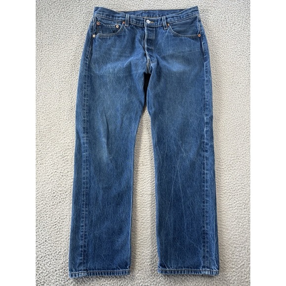 Levi's Other - Levis 501 Jeans Mens 36x34 (Fits 34x29) Blue Button Fly Straight Leg